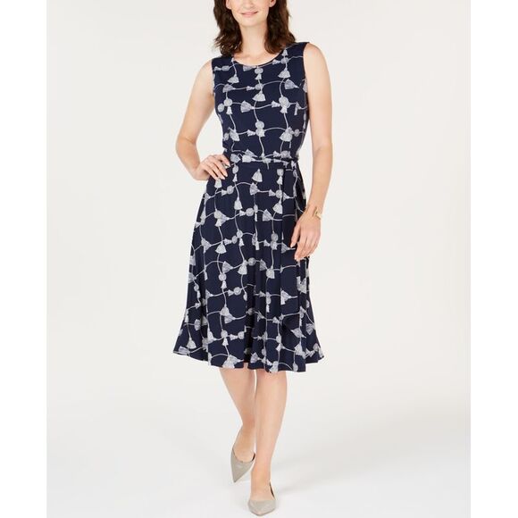 Charter Club Printed Fit Flare Dress - Picture 1 of 4
